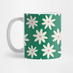 Daisy Floral Pattern Green Retro 70s Mid Century Modern Mug